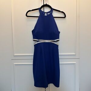 Dress Royal Blue Backless with Mirror Detailing